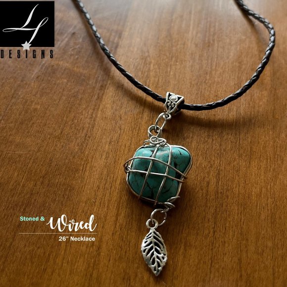 lf Designs: STONED & WIRED Turquoise Nugget Enveloped in silver - Picture 1 of 7